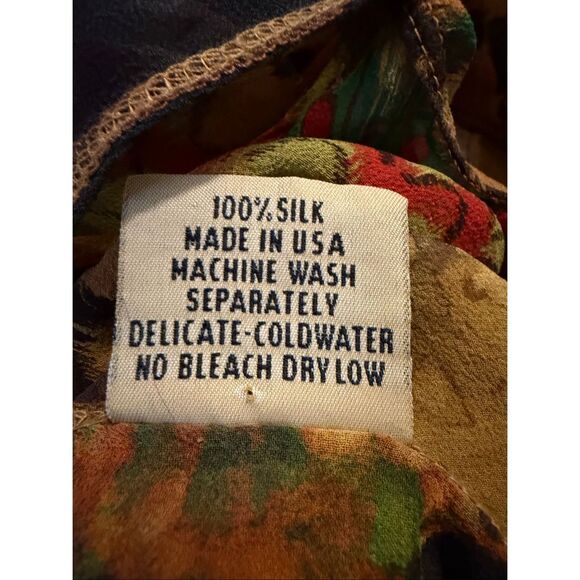 URU Vintage 100% Silk Artsy Layered Top OS M-XL - Picture 5 of 5